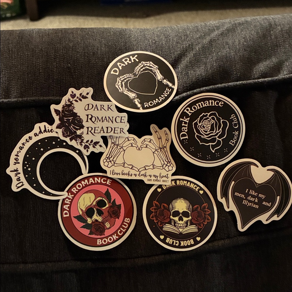 Dark Romance Book Club Sticker Set - Gothic Skull & Rose Designs